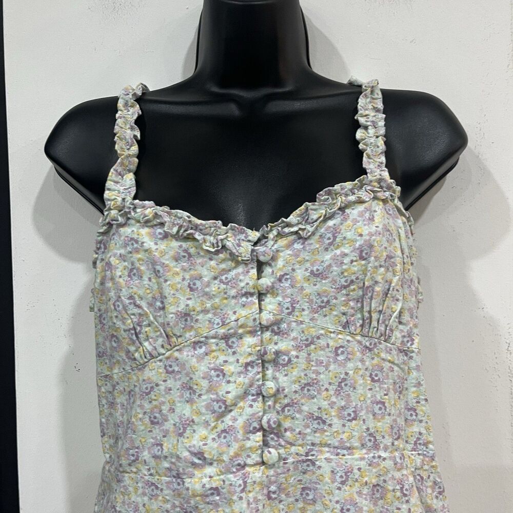 Zara Pastel Floral Mini Dress Size Medium Spring Cottage - Picture 2 of 8